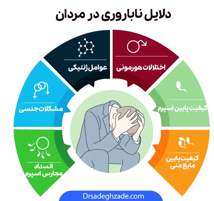 تصویر اینفوگرافیک دلایل ناباروری مردان 